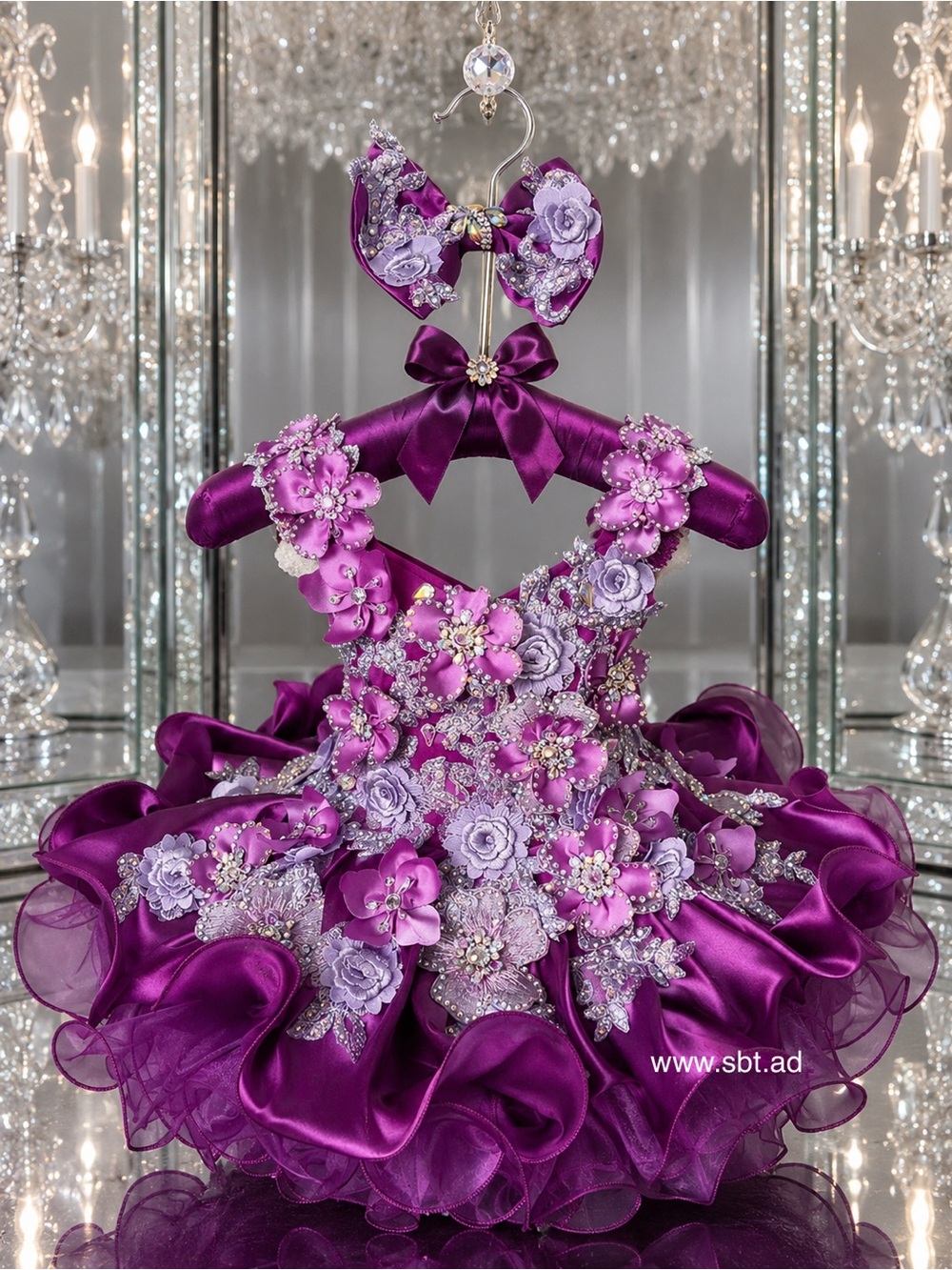 NEW Beautiful Sparkling Bling Rhinestone Baby Purple Flower Girl Pageant…